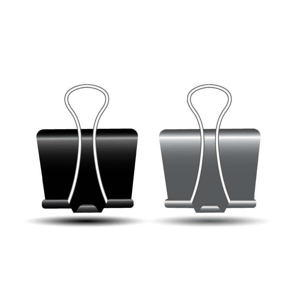 illustration of black and grey paper clip set design decoratrion vector