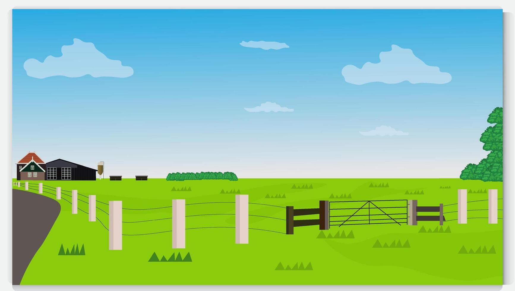 Set spring summer landscape rural countryside waterfall. isolated minimal cartoon style, vector