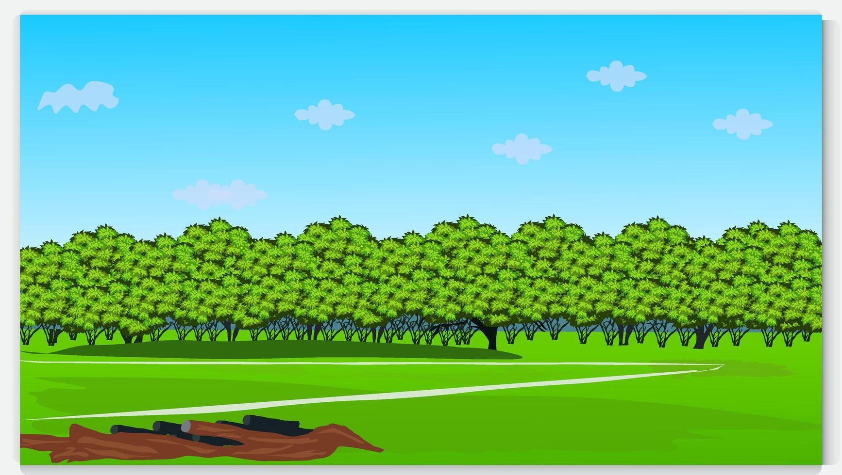 Beautiful landscape illustration of summer green fields, hills and flower meadows. Stunning farm landscape with hills and blue sky with clouds in the background. Natural landscape for design. vector