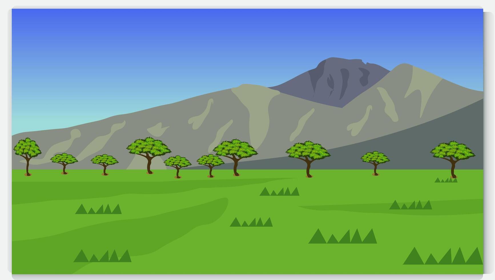 Scenery of green nature with trees and mountains vector
