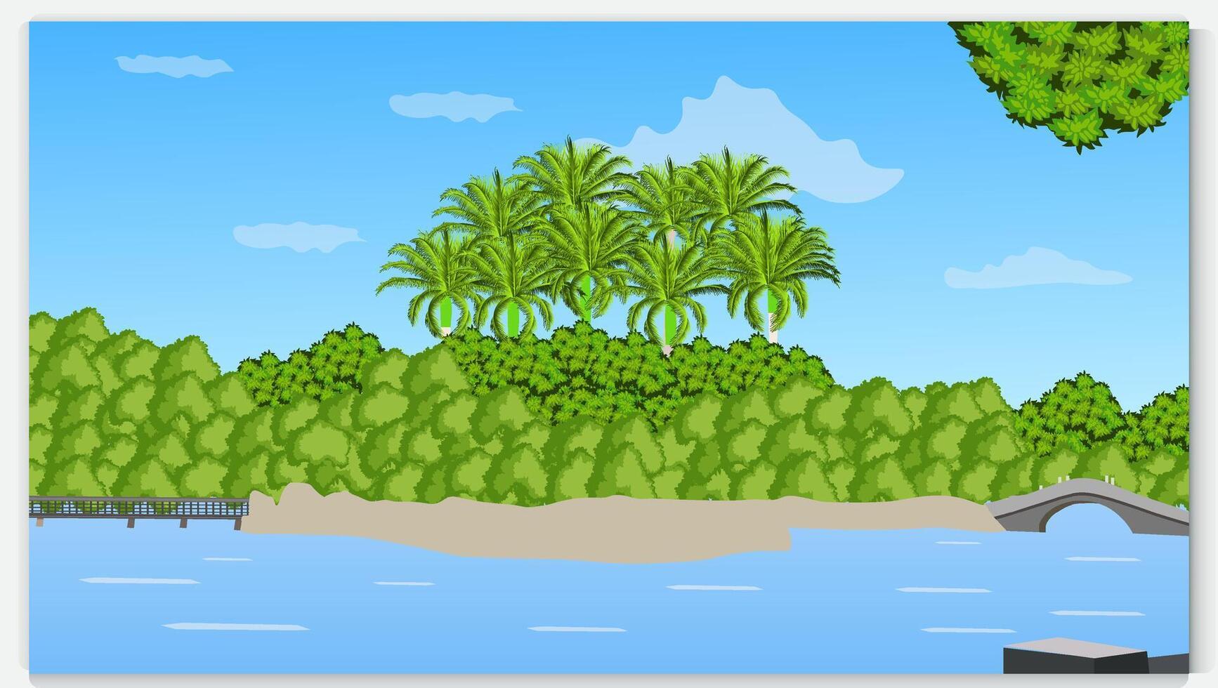 Landscape With Mountain and lake morning vector