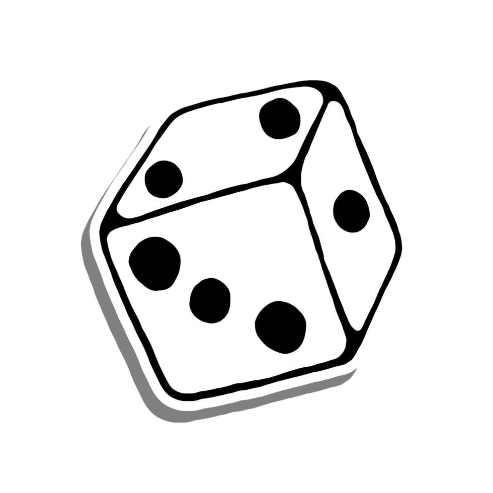Three Point Dice Hand Drawn Doodle Outline. Illustration for decorate, coloring and any design. vector