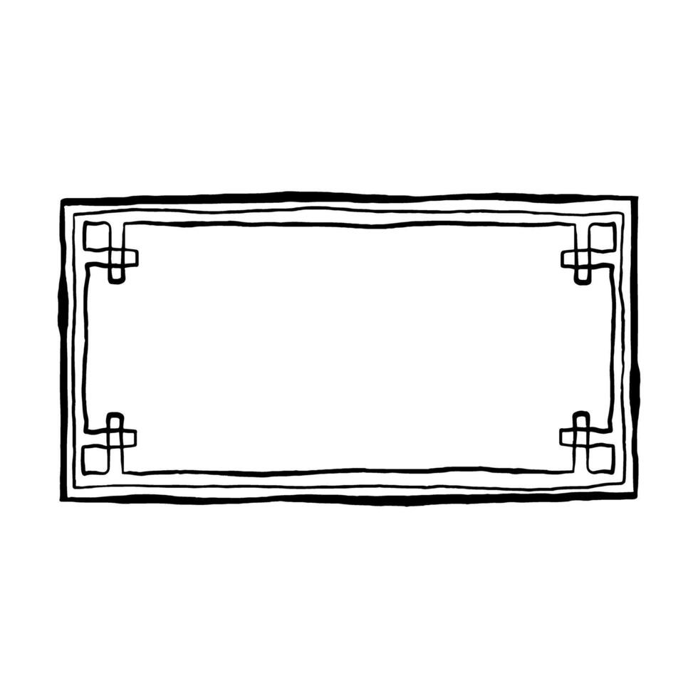 Doodle Line Abstract Rectangle Frame. Illustration for decorate logo, text, greeting cards and any design. vector