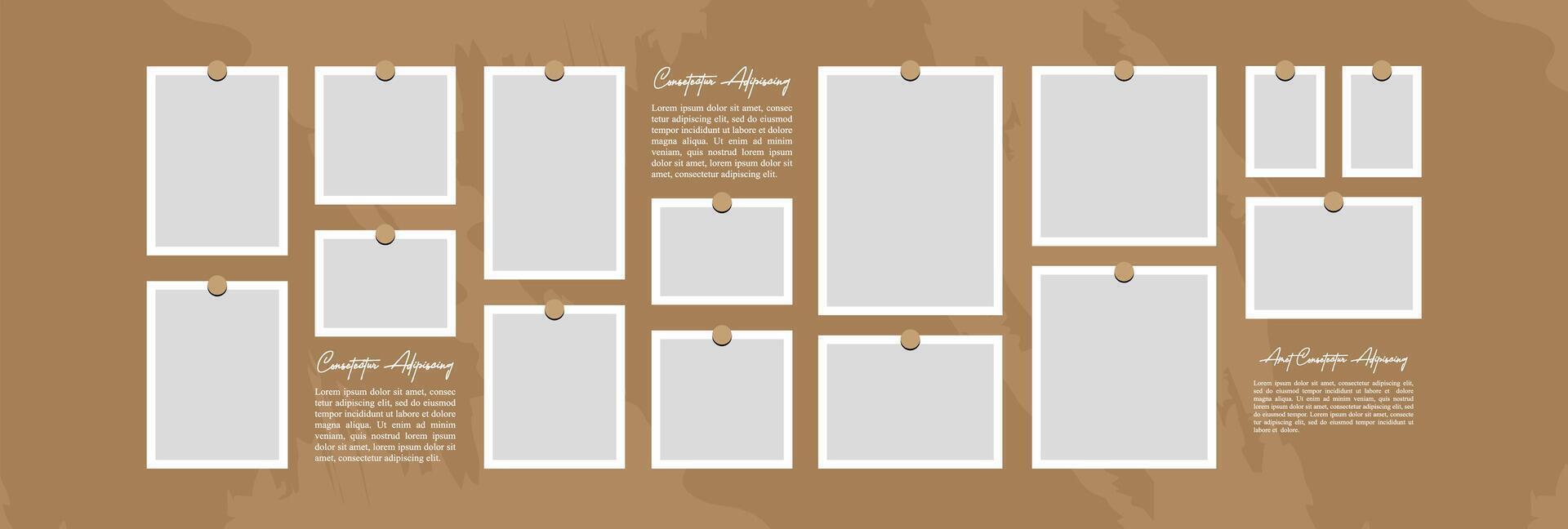 Create a collage of images with an abstract layout using picture frames digital photo wall template vector