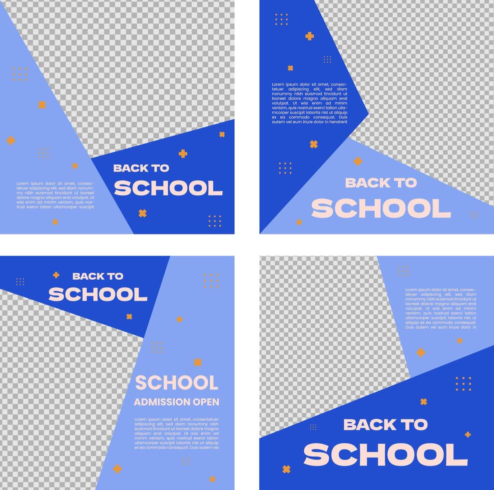 blue back to school template set vector