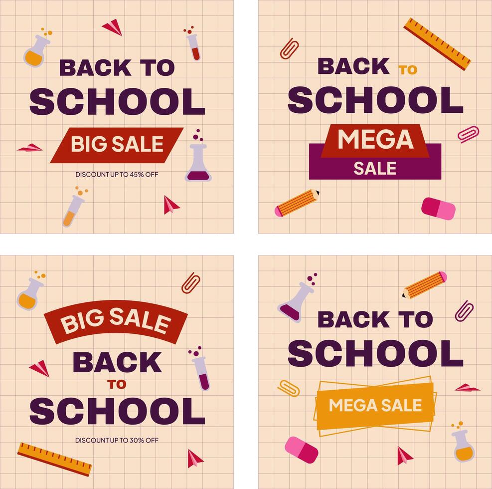 back to school sale template for social media vector