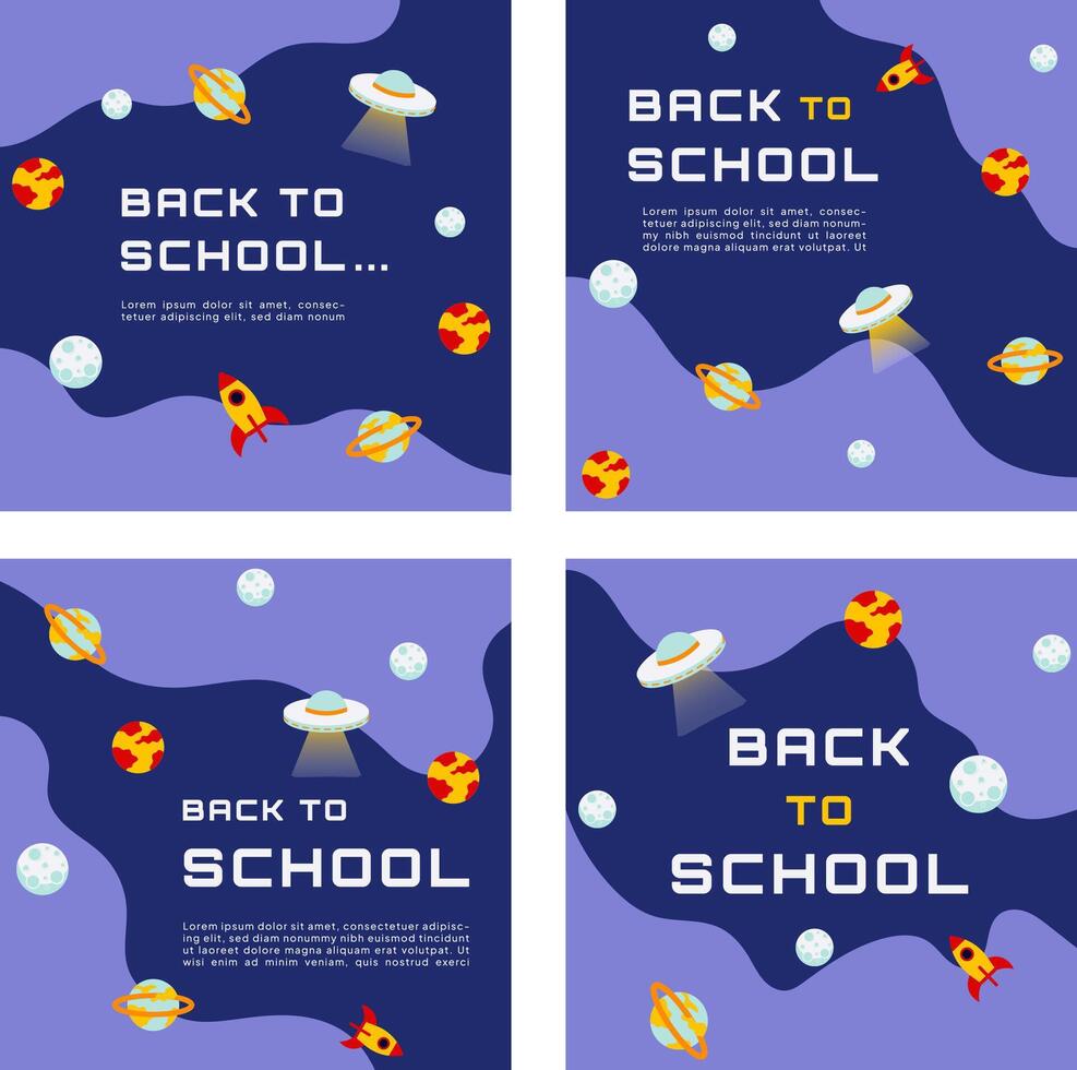 cute back to school template set vector