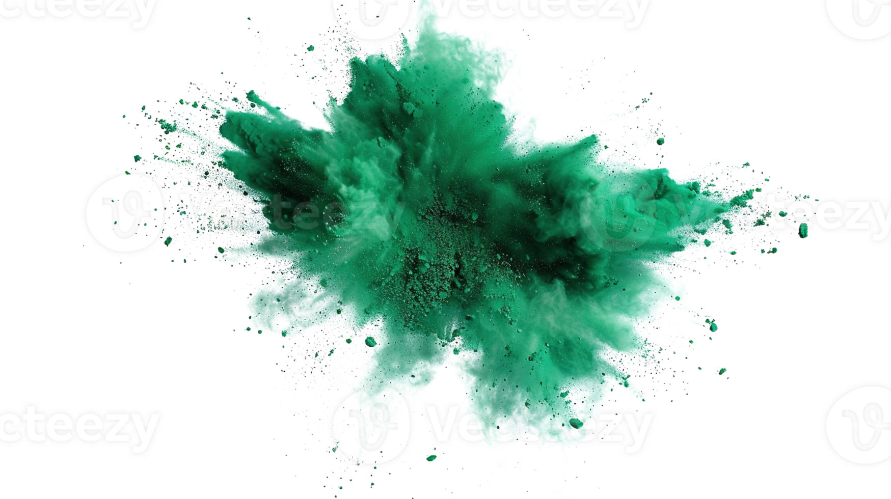 Abstract Green Color Holi Paint Powder Festival Explosion Burst on Transparent Background png