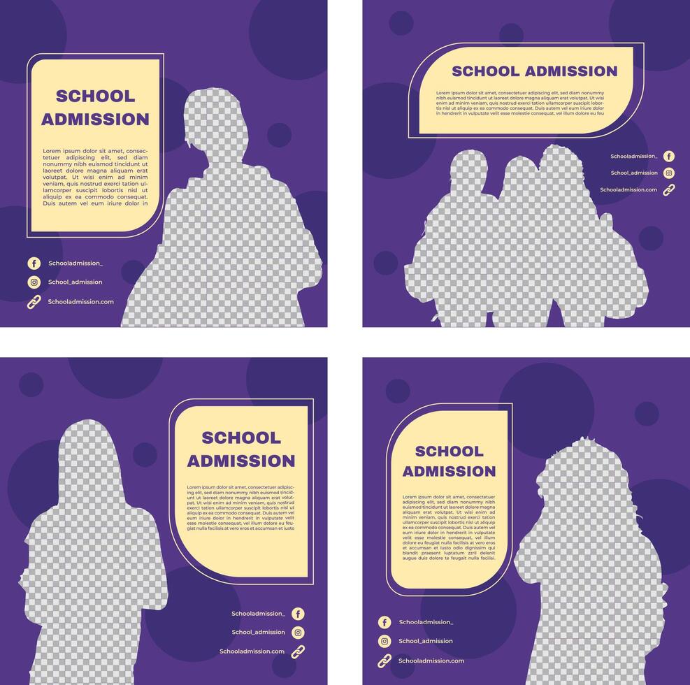 purple back to school template set vector