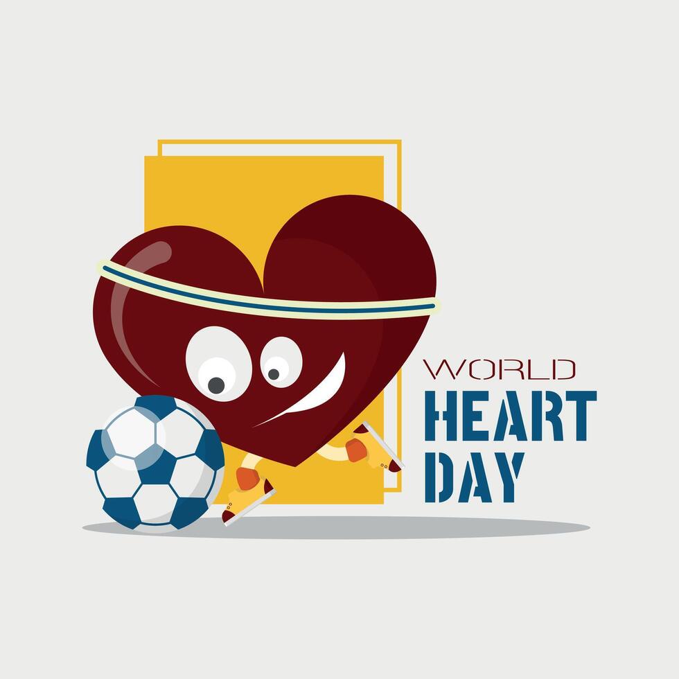 World Heart Day Poster with heart healthy exercise vector