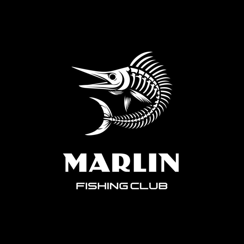 skeleton Marlin Sword Fish Logo Design Suitable For Fishing Company vector