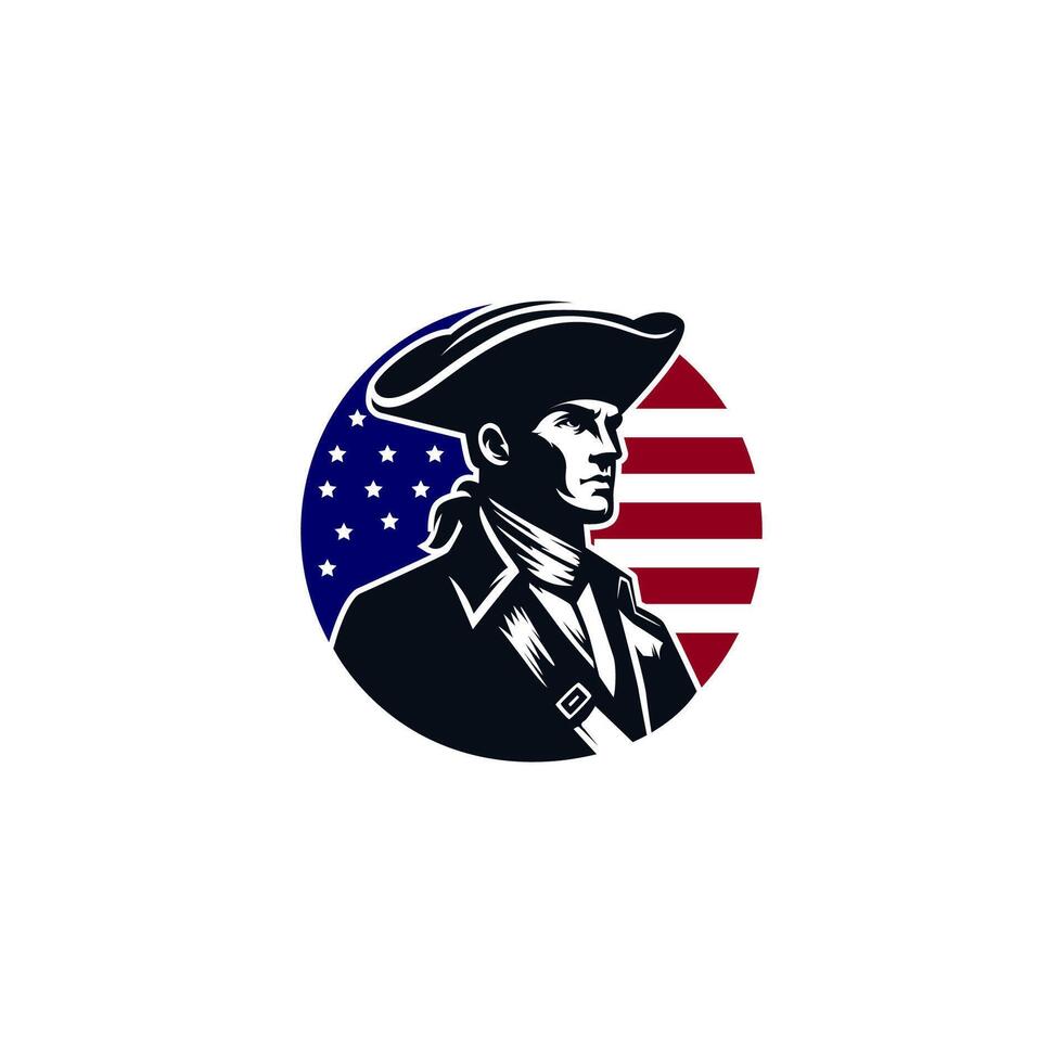 American Revolution War.Patriot Continental With American Flag Logo Design vector