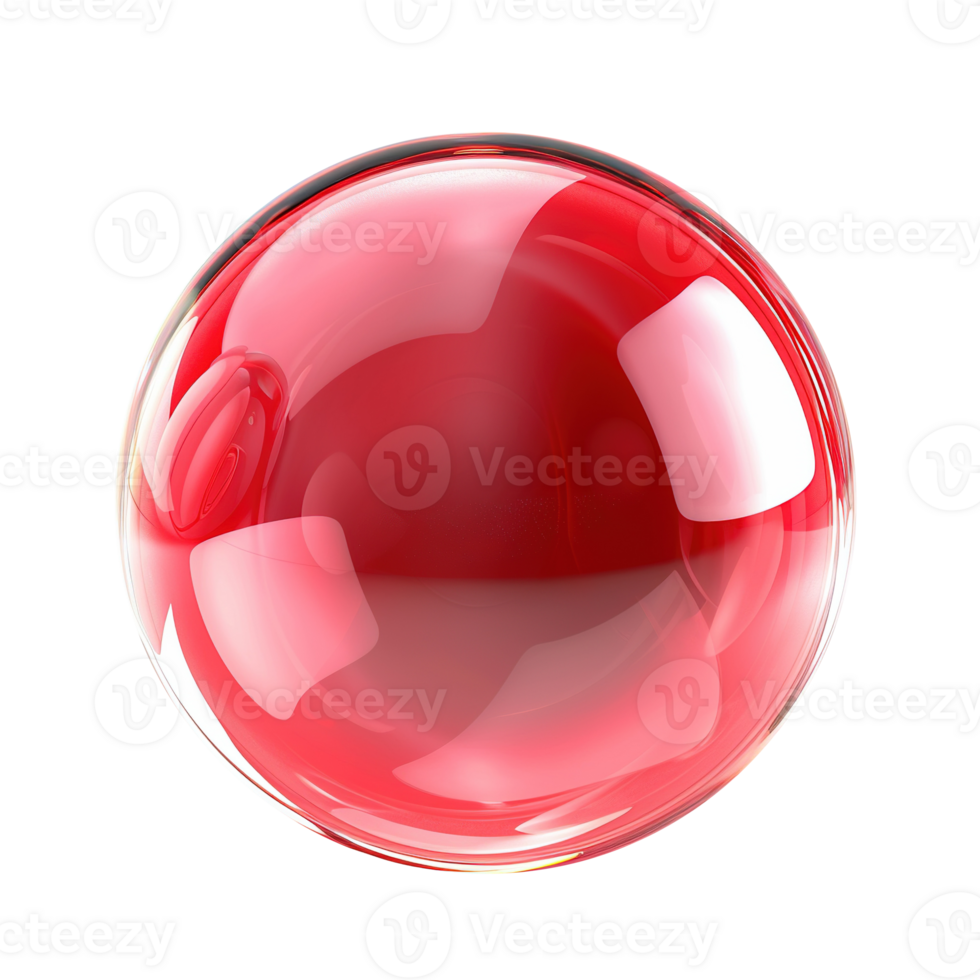 Shiny Red Bubble on Transparent Background - Sphere Ball Bubble Round png