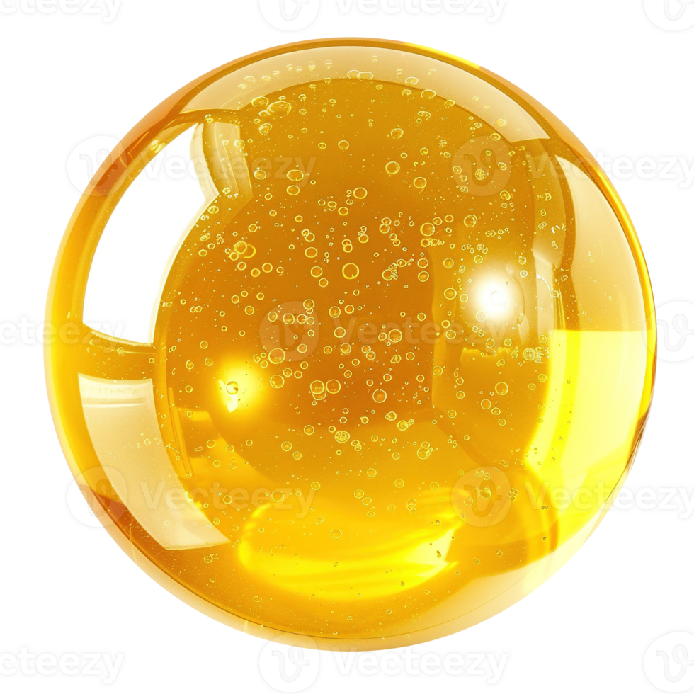 Shiny Yellow Bubble on Transparent png