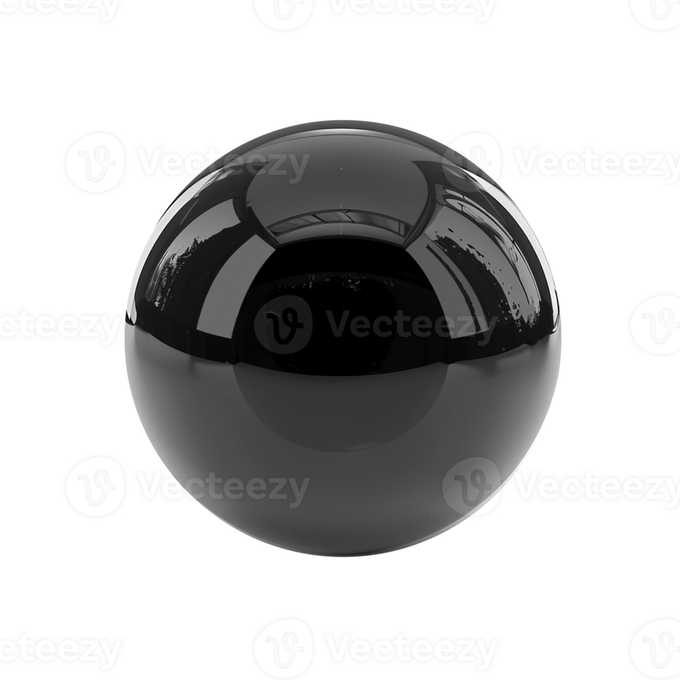 Shiny Black Bubble on Transparent Background - Sphere Ball Bubble