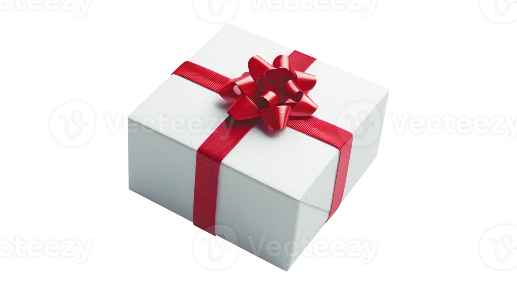 Gift Box with Red Ribbon on Transparent Background png