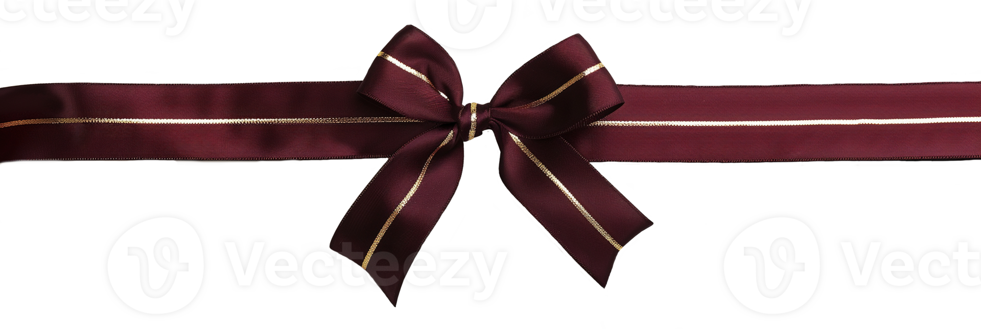 Maroon Red Ribbon and Bow with Gold on Transparent Background png