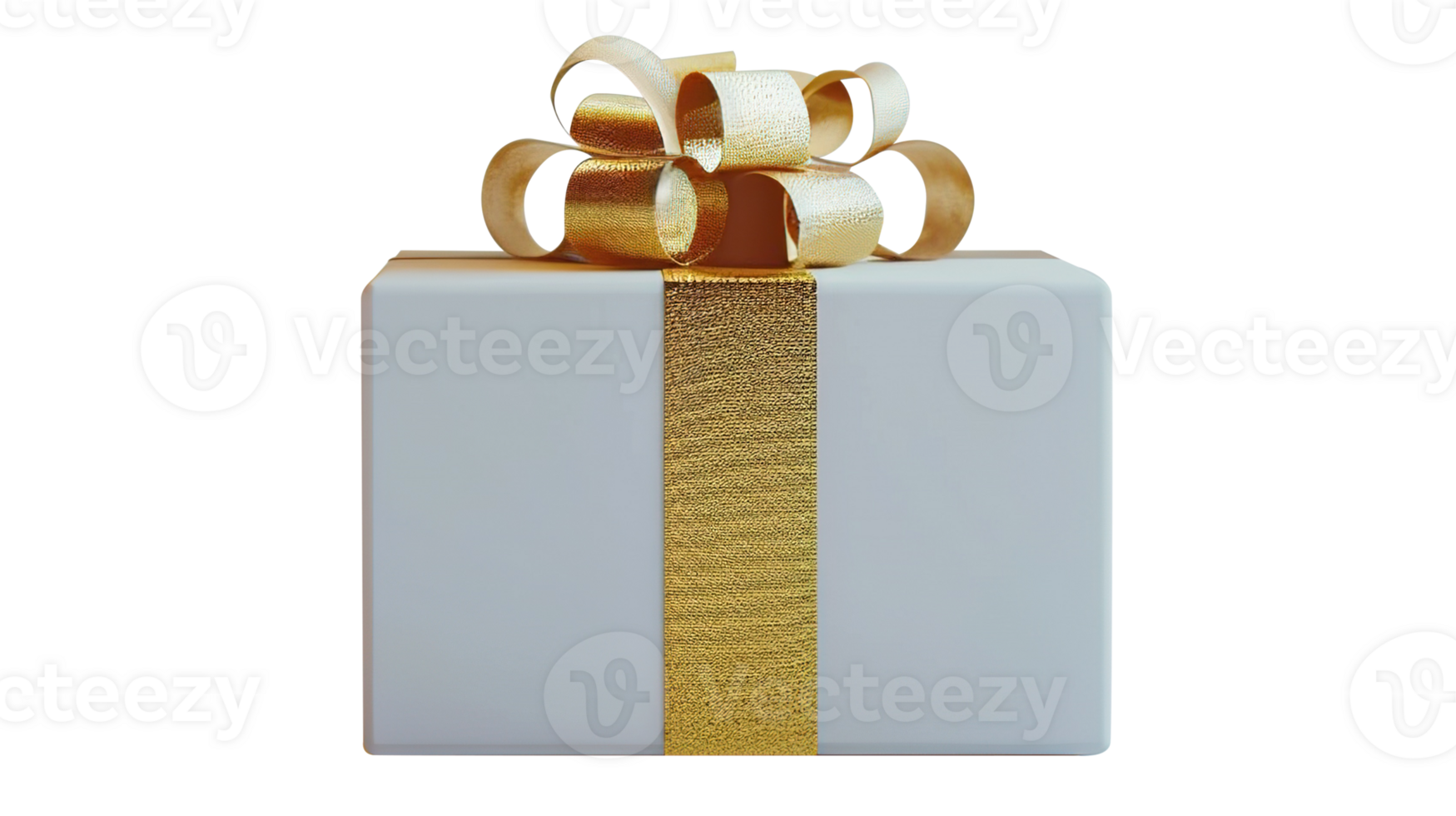 Gift Box with Gold Ribbon on Transparent Background - Christmas Present Bow Birthday Decoration Love Holiday Isolated Celebration Valentine Anniversary png