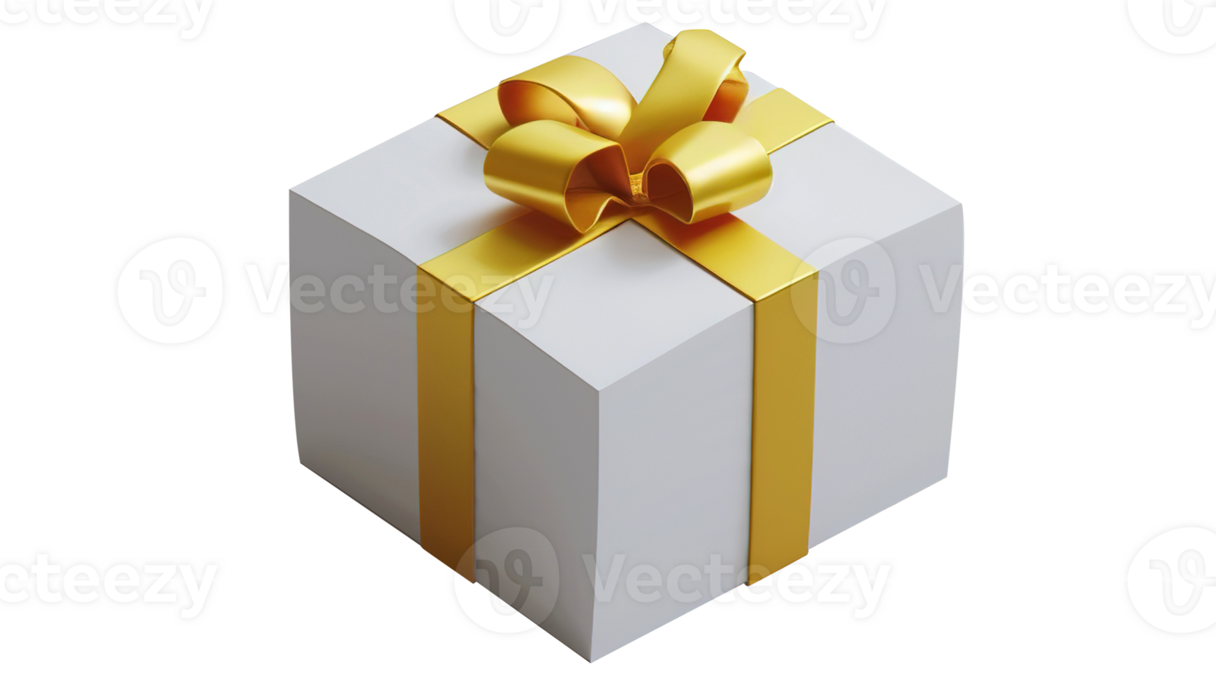 Box with Gold Ribbon on Transparent Background png