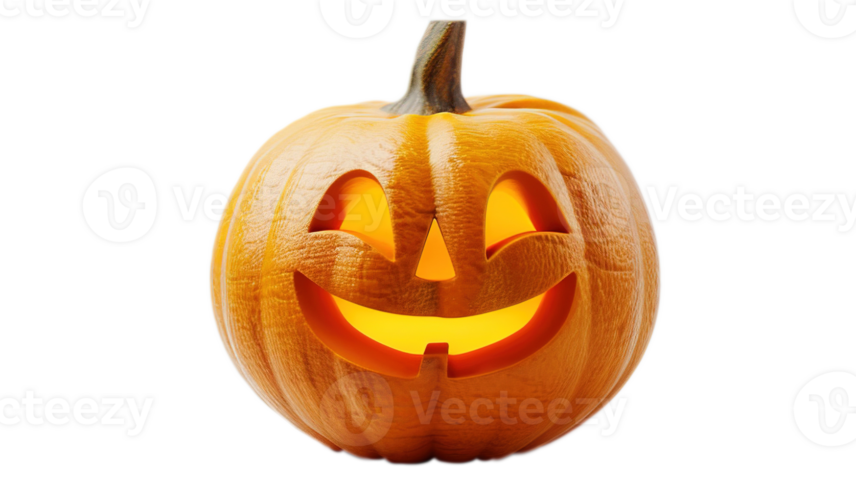Carved Halloween Jack O Lantern Pumpkin on Transparent Background png