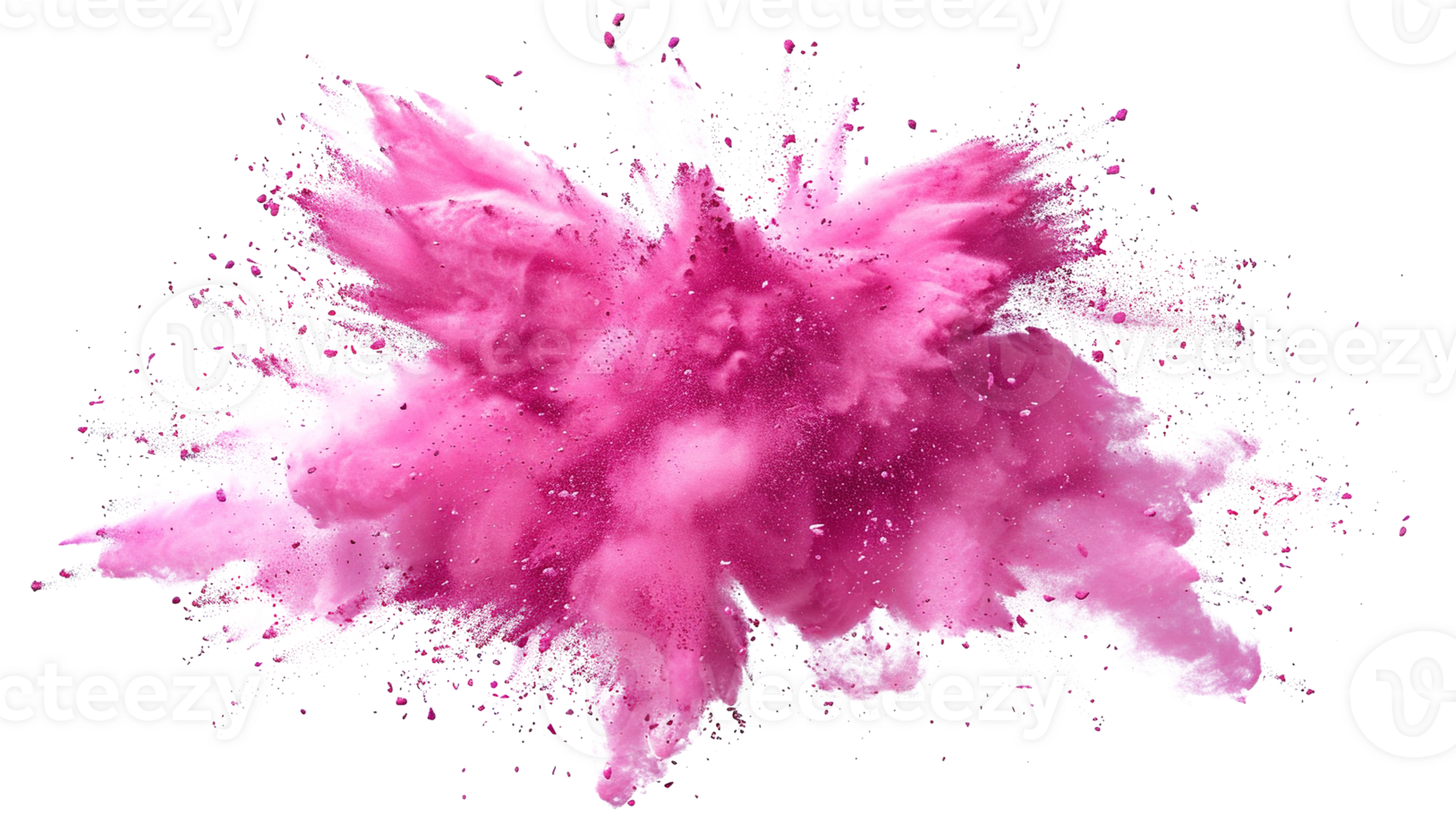 Abstract Pink Color Holi Paint Powder Festival Explosion Burst on Transparent Background - Paint Isolated Splash Explode Smoke Dust Spray Cloud png