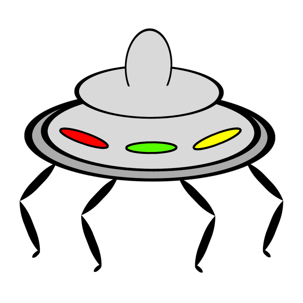 Four-legged UFO aircraft, transparent background png