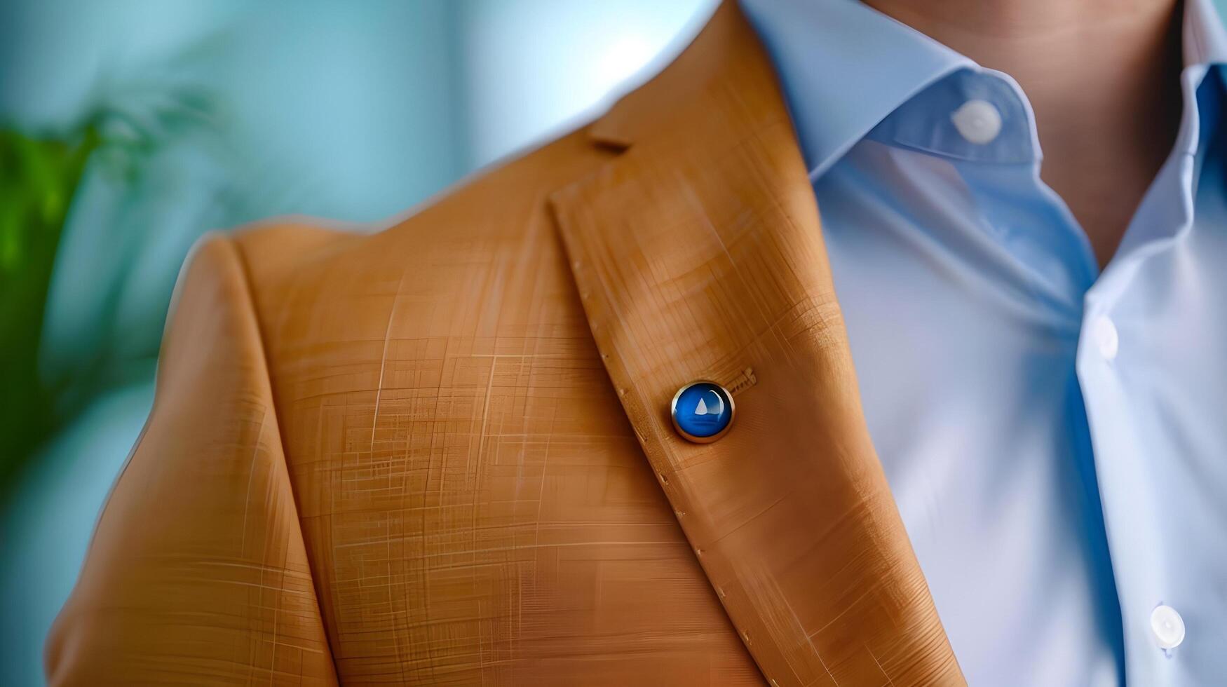A close-up of a business casual outfit, featuring a tailored blazer over a crisp shirt, paired with chinos and loafers photo