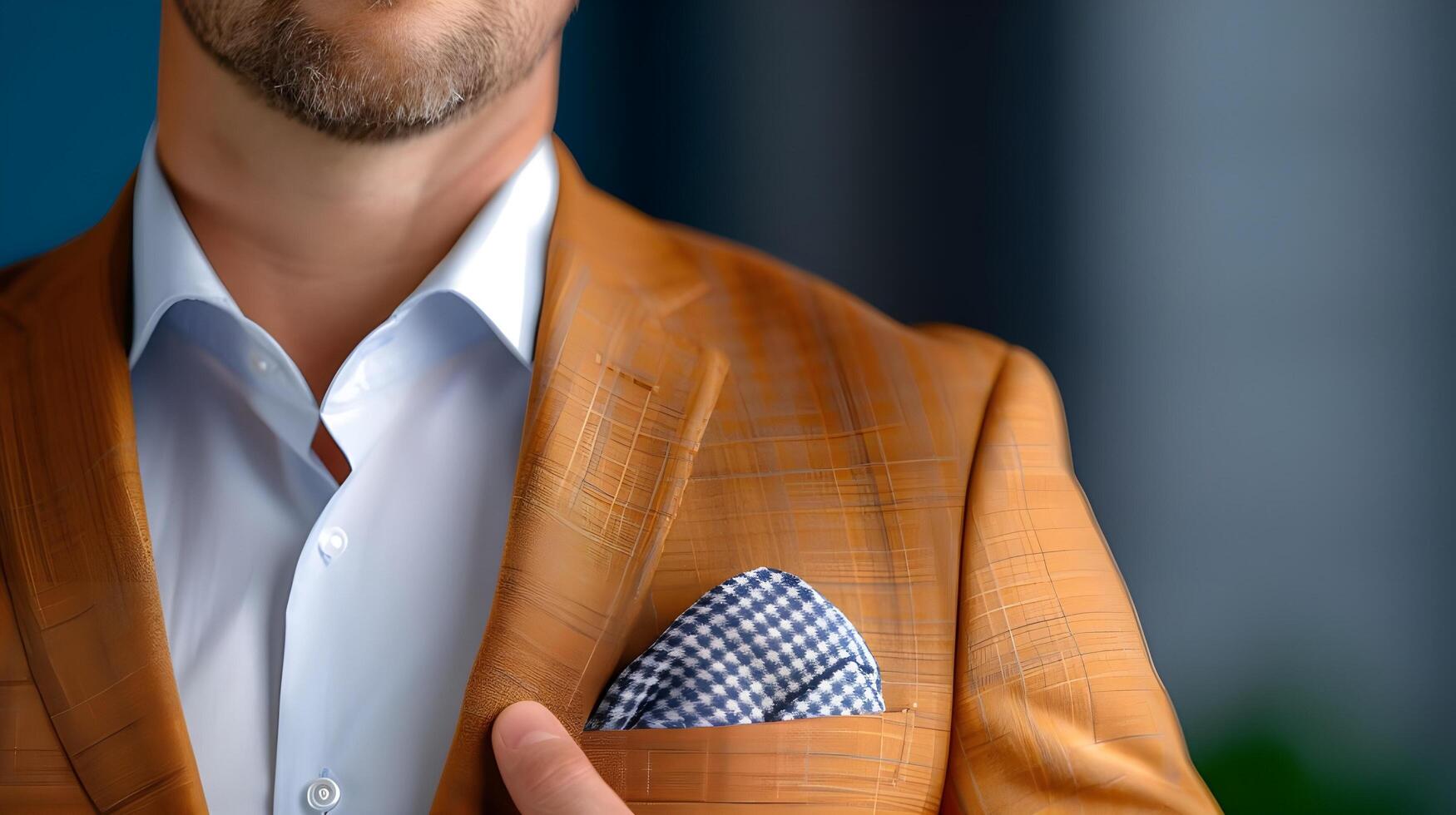 A close-up of a business casual outfit, featuring a tailored blazer over a crisp shirt, paired with chinos and loafers photo
