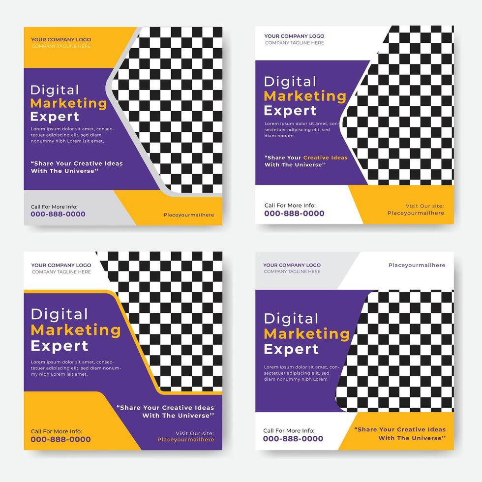 Digital marketing expert social media post design vector