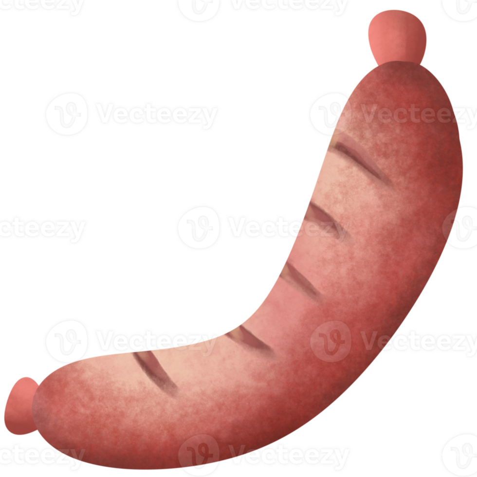 Sausage, prick with a fork with hand draw png