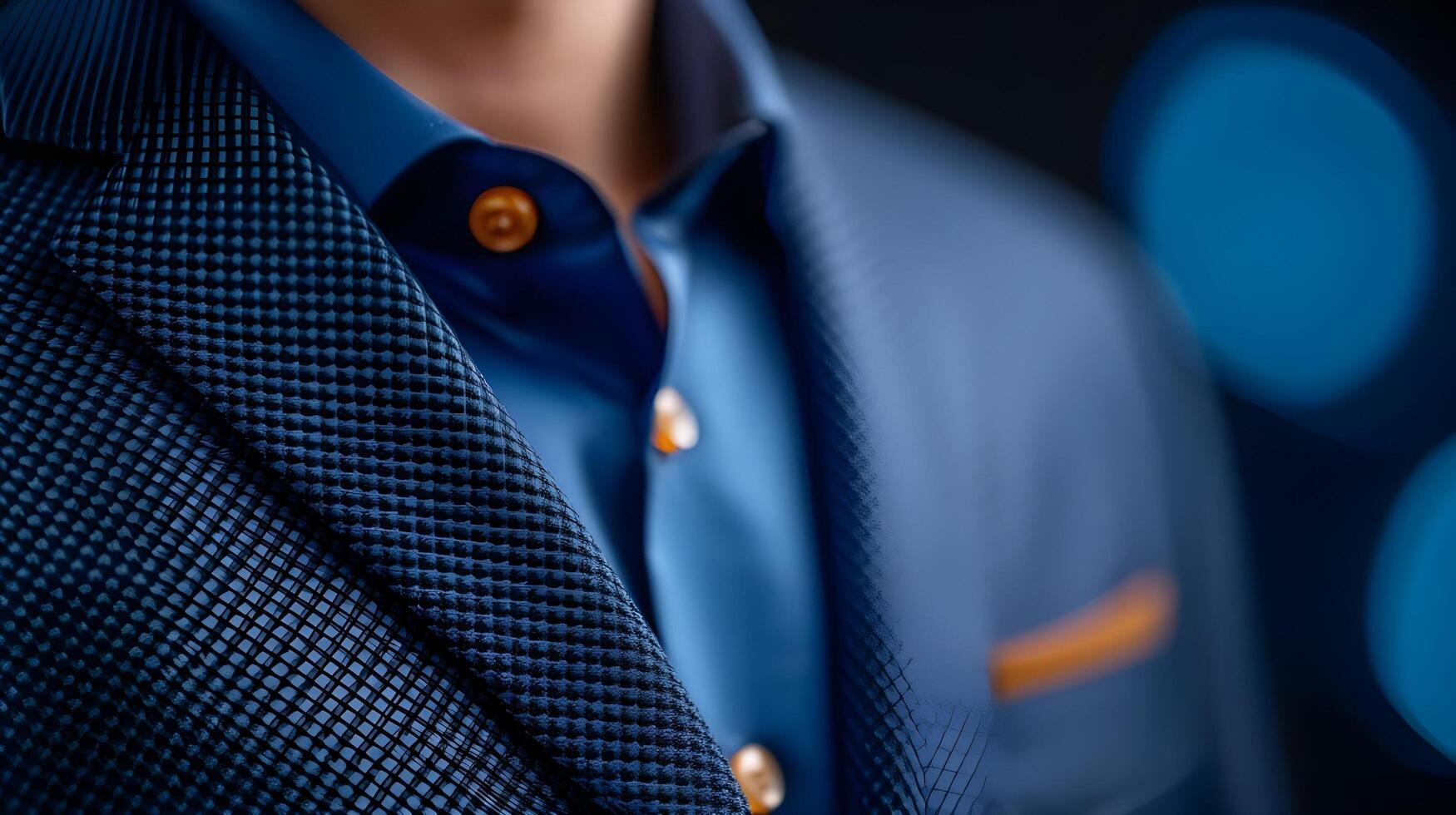 A close-up of a business casual outfit, featuring a tailored blazer over a crisp shirt, paired with chinos and loafers photo