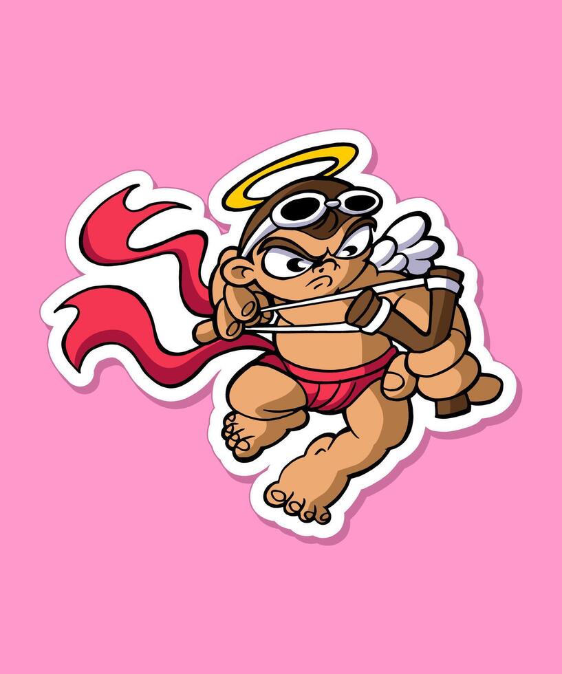 Cupid Shot Cartoon Design Sticker vector