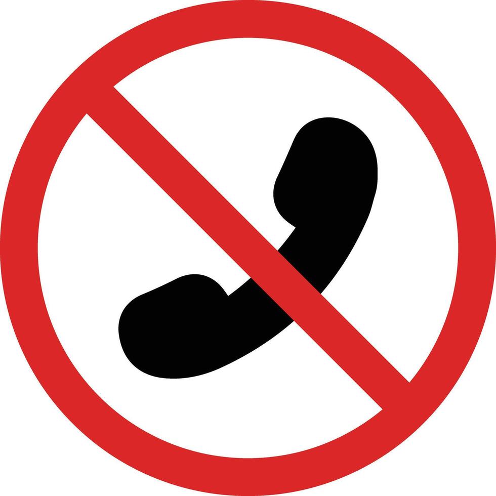 No phone call sign . No call sign . Turn off phone icon . Phone call not allowed sign . illustration vector