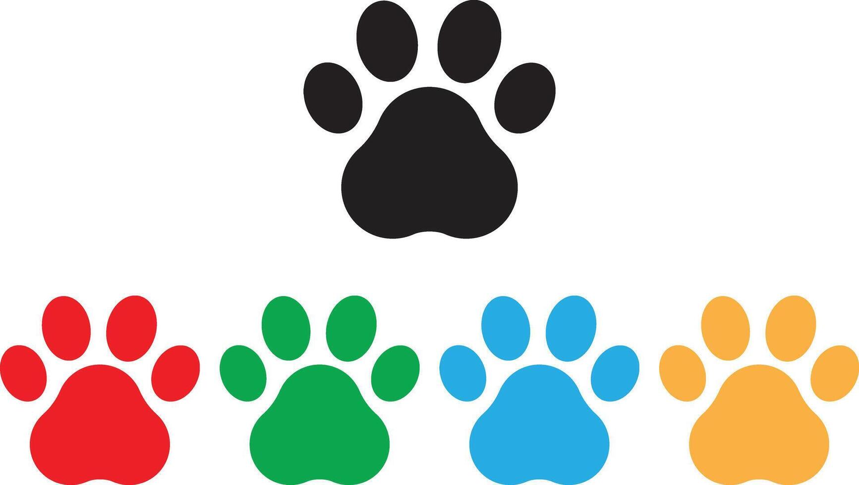 Colorful paw print icon set . Dog paw print icon . Animal paw print icon vector