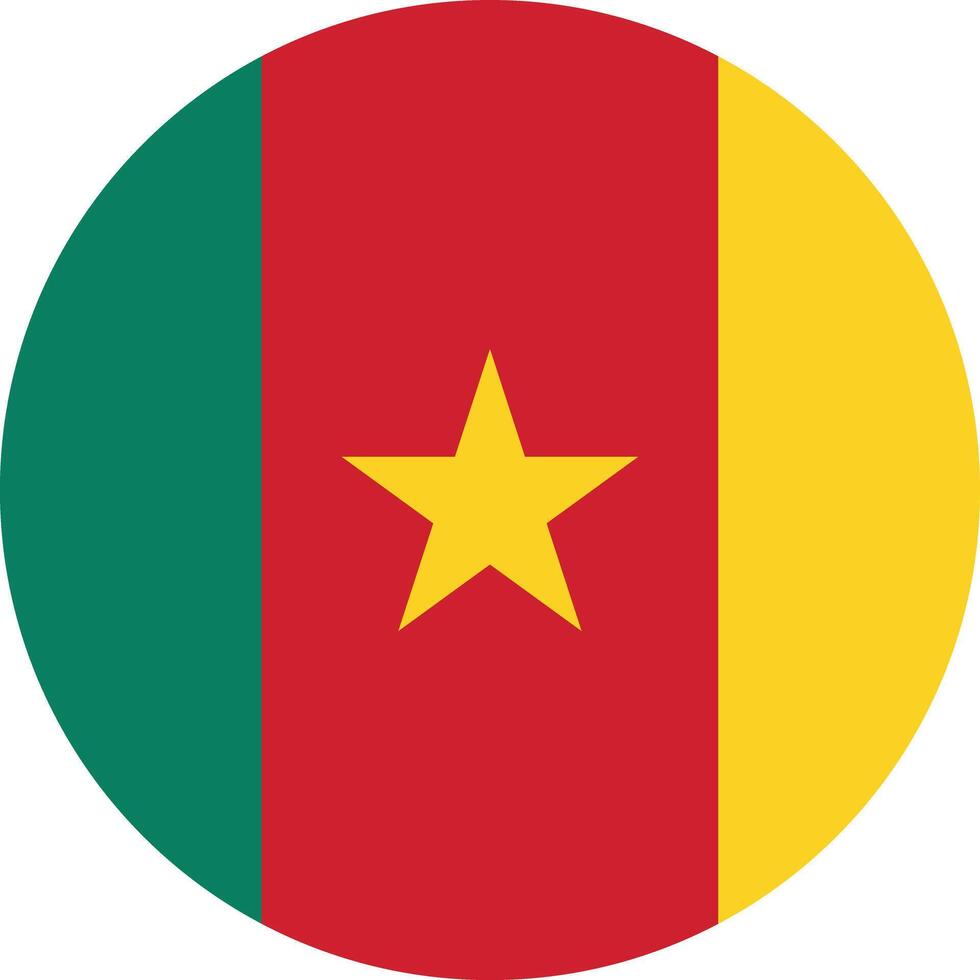 Round Cameroon flag isolated on white background . Circle flag of Cameroon . Cameroon flag button vector