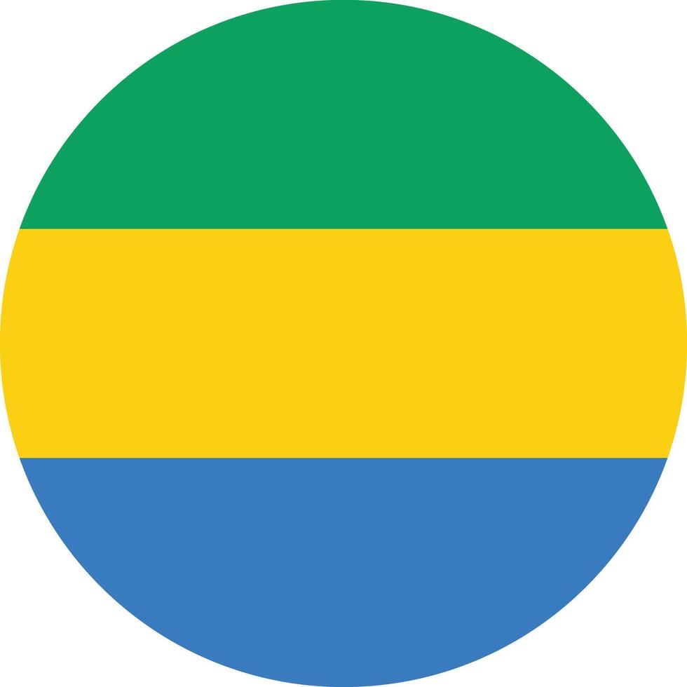 Round Gabon flag . Gabonese circle shape . Gabon flag button . illustration vector