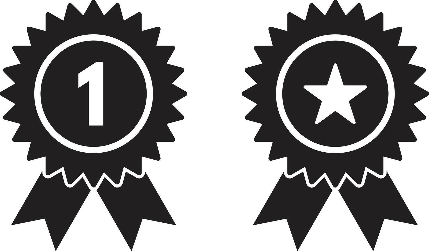 Award icon set . Winner medal with star and ribbon sign . Best seller icon. First Winner award icon vector