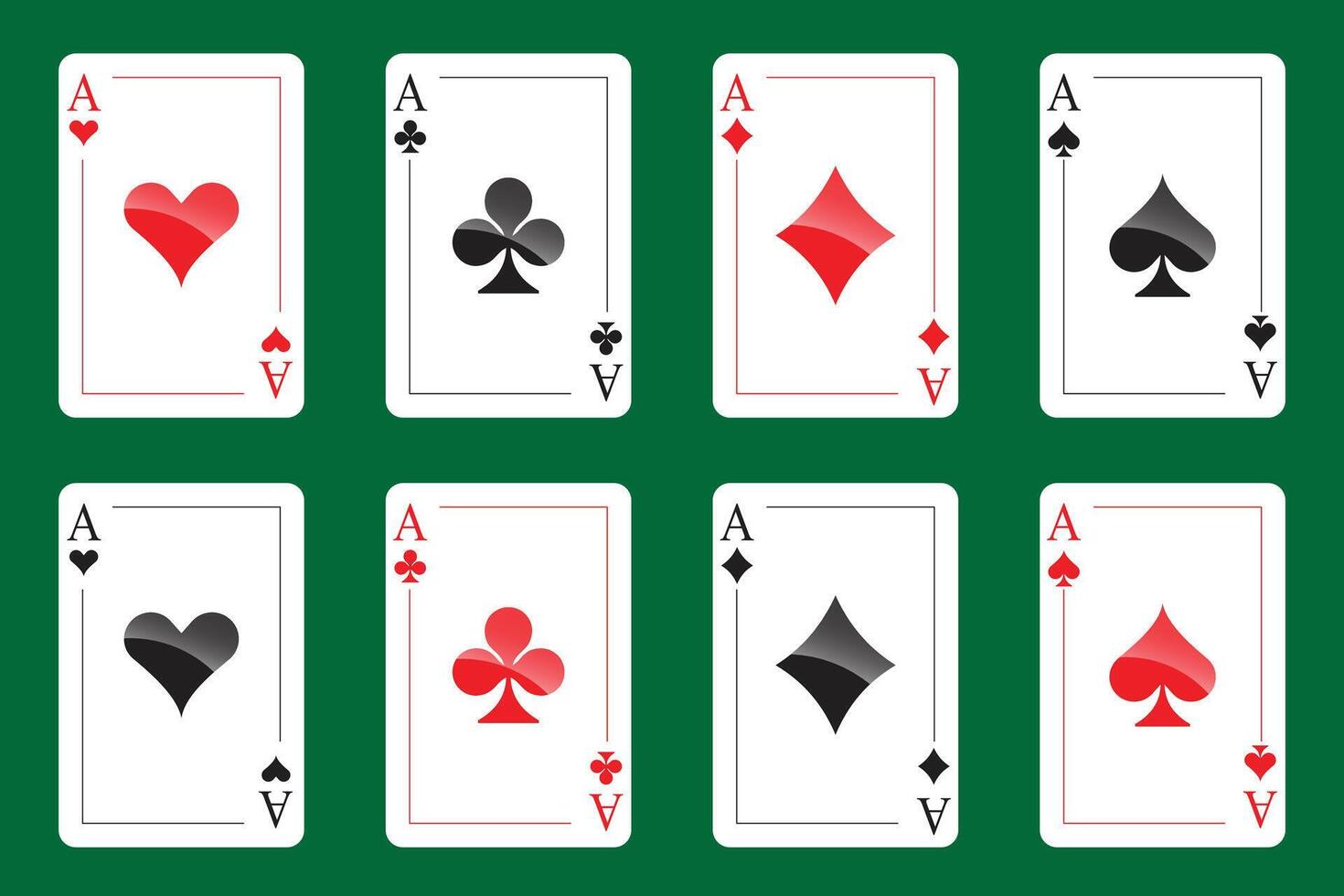 Four playing cards. Playing card suits icon set. isolated on white. vector