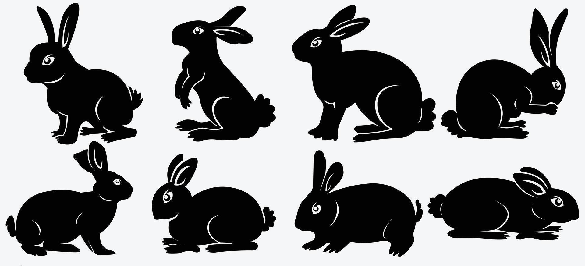 Rabbit silhouettes graphic vector