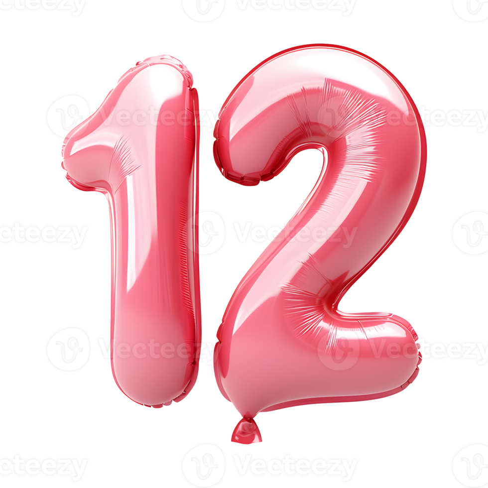 Number 12 balloon isolated on a transparent background png