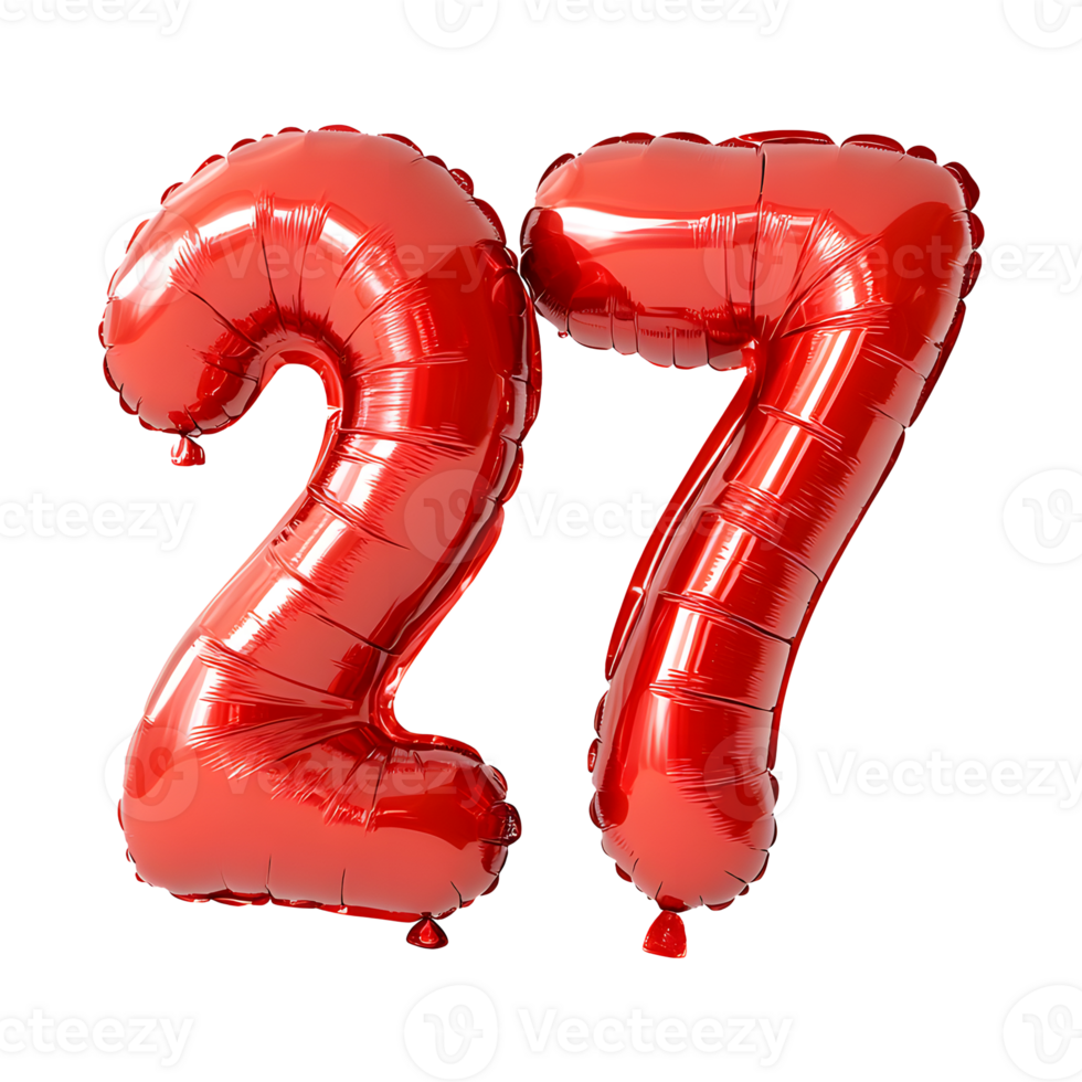 Number 27 balloon isolated on a transparent background png