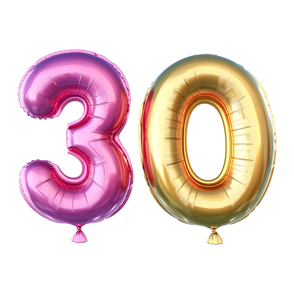 Number 30 balloon isolated on a transparent background png