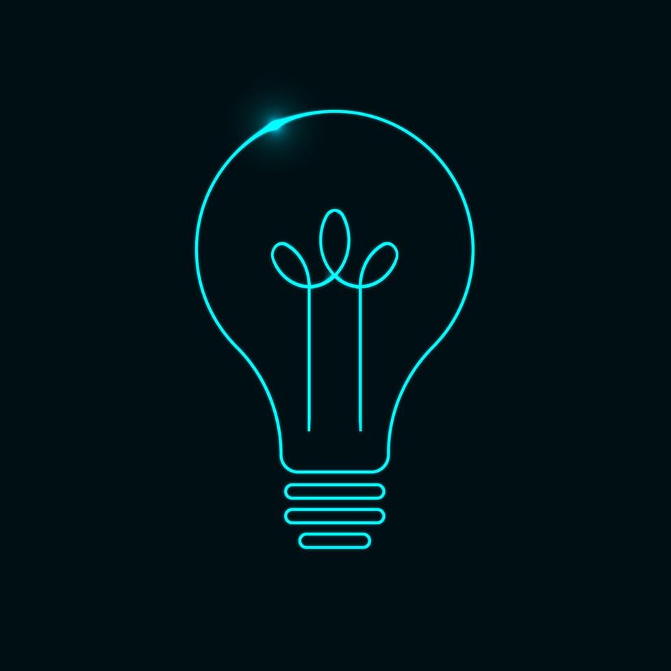 Glowing neon light effect bulb or icon vector