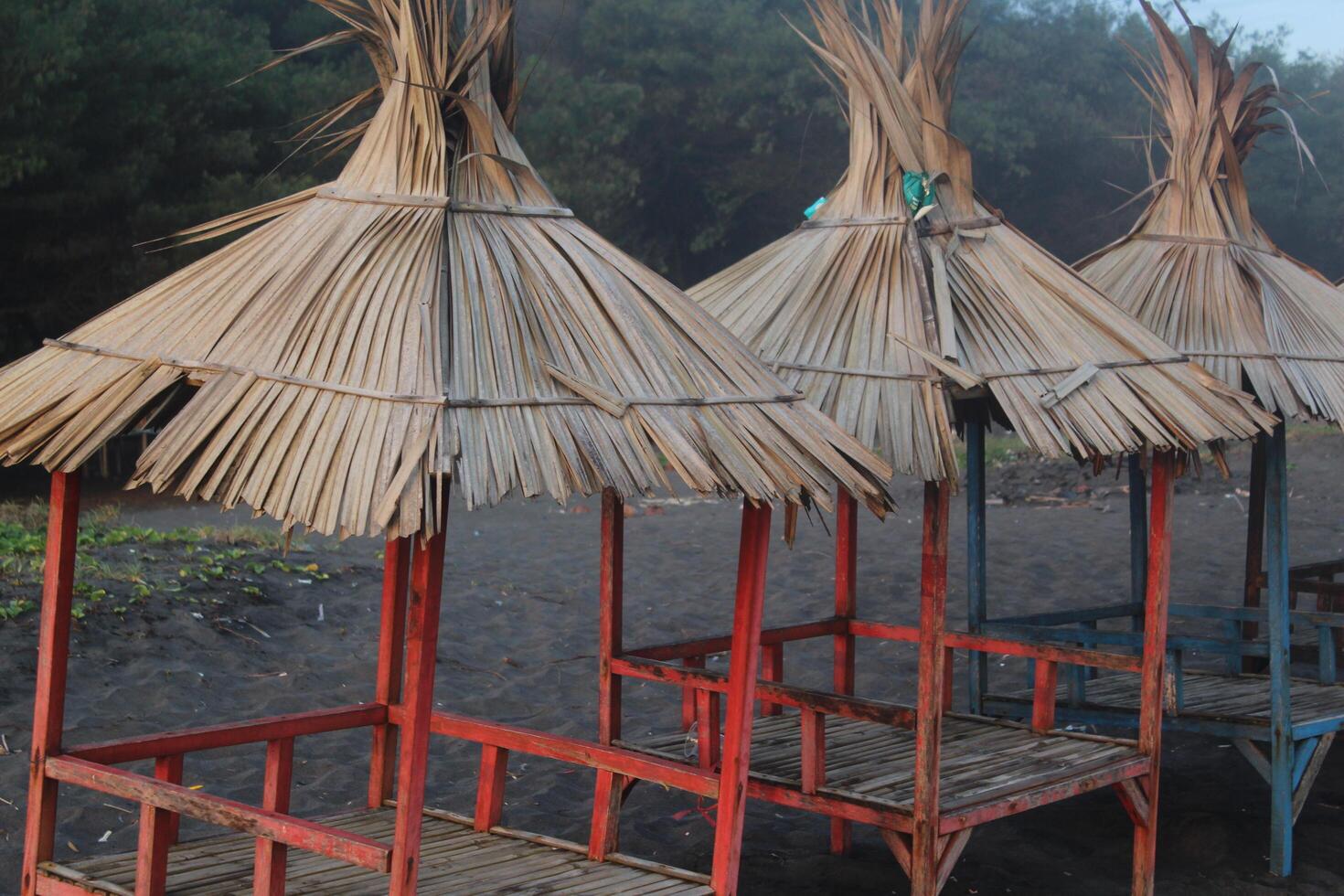 Seaview from bamboo hut on beach on Bali in Indonesia photo