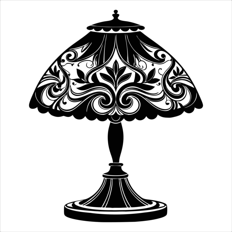 Stylist Table lamp illustration black and white vector