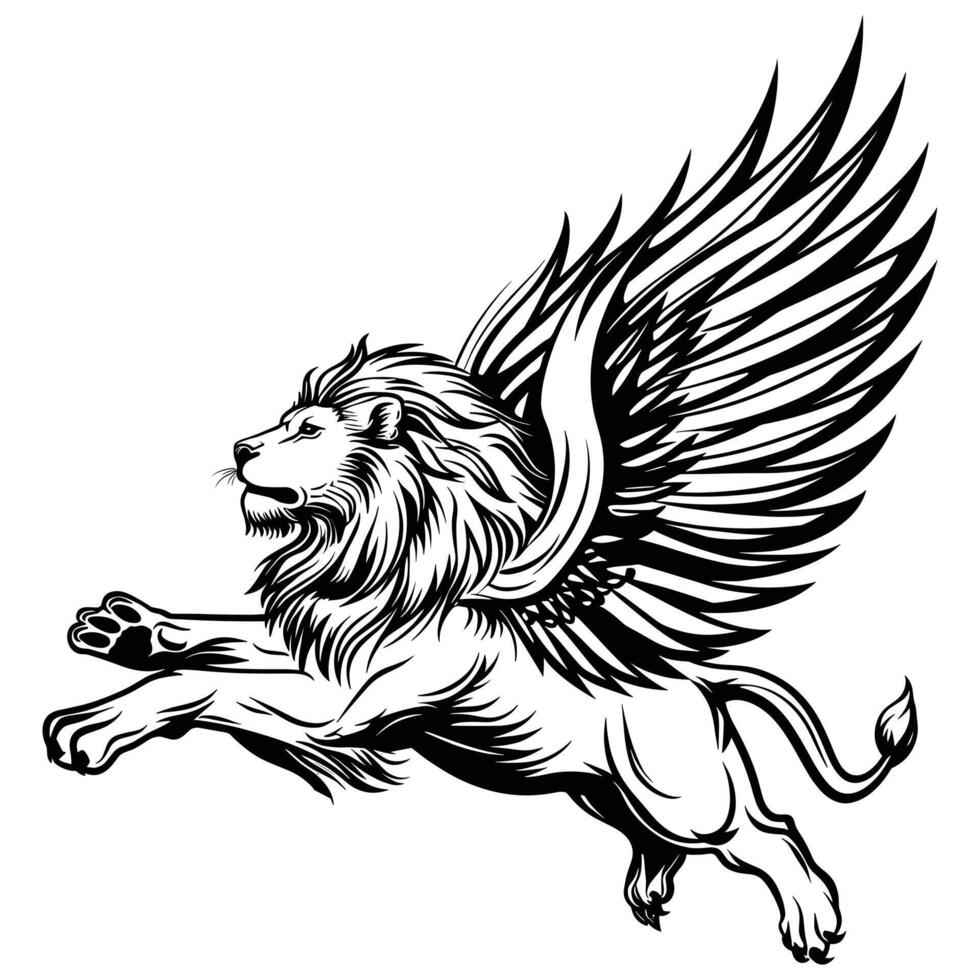 Standing lion silhouette monochrome Icon illustration vector