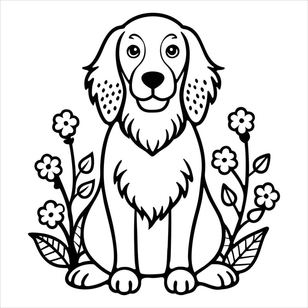 Coloring page For Kids, Cute Iris Setter Dog Cartoon illustration vector