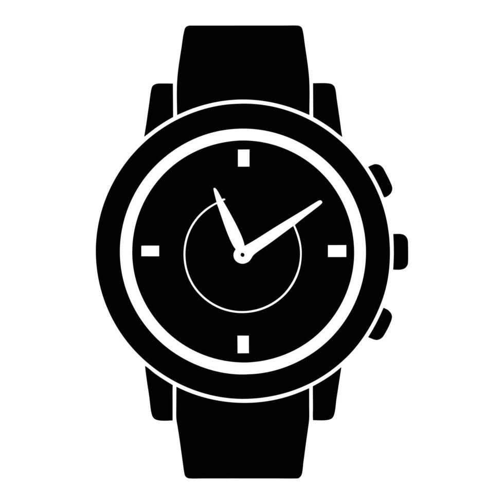 Smart Watch Silhouette. Black and White Icon Design Element on Isolated White Background vector