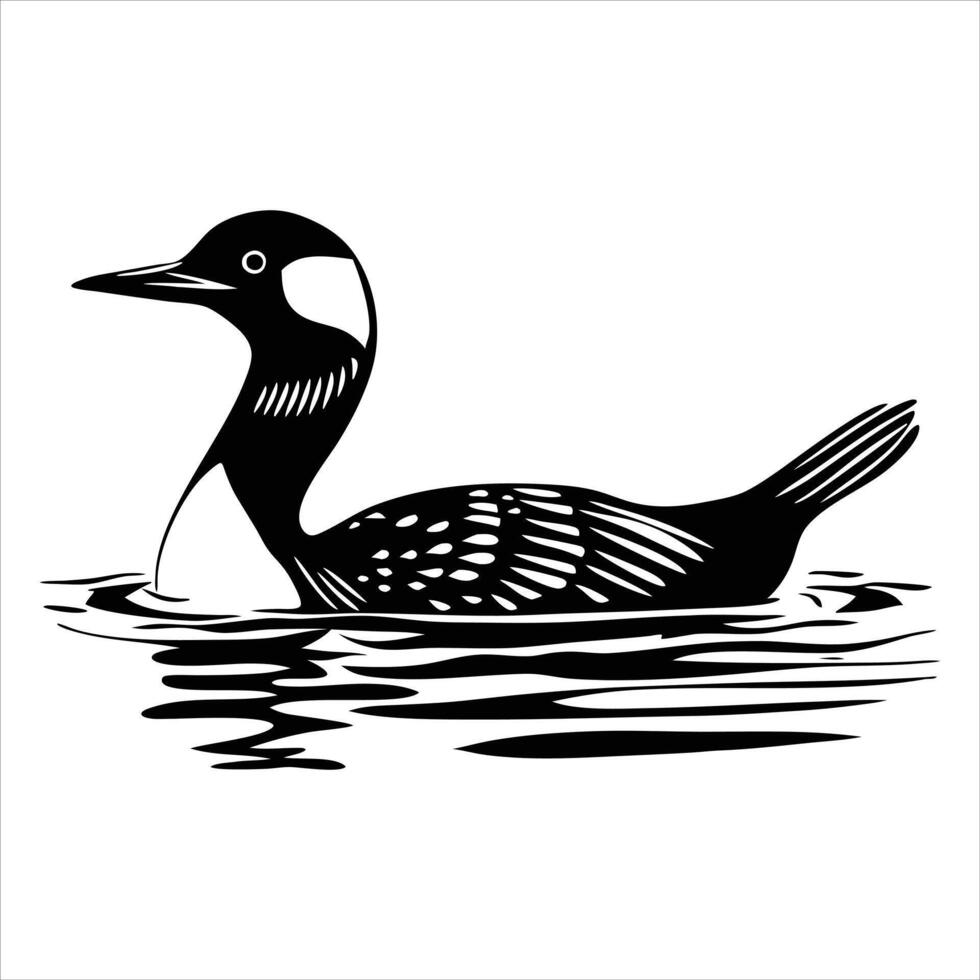 Loon silhouette illustration Artwork on white background vector