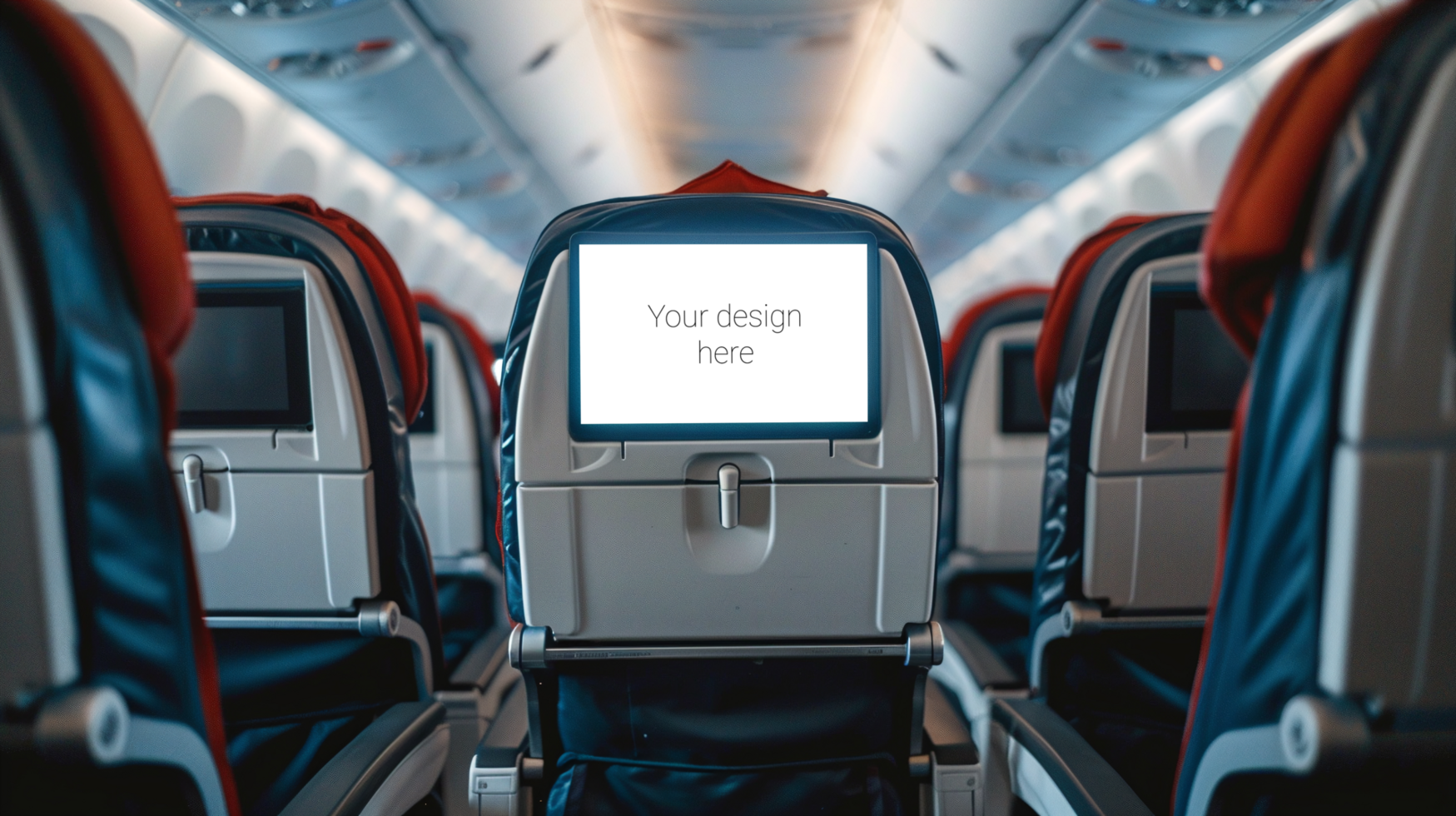 Mockup of screen in airplane seat. psd